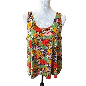 Toad&Co Womens Floral Tank Top Multicolor Sleeveless Scoop Neck Lightweight LG